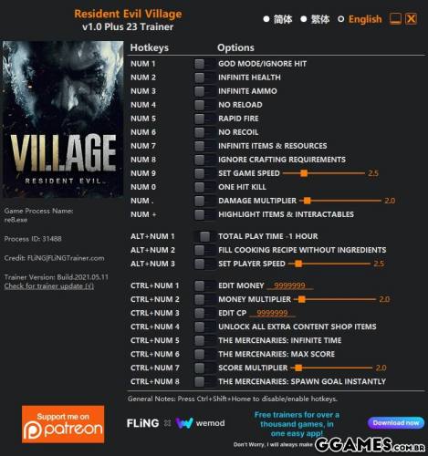 Trainer Resident Evil Village Fling Trainers Hacks Offline Ggames