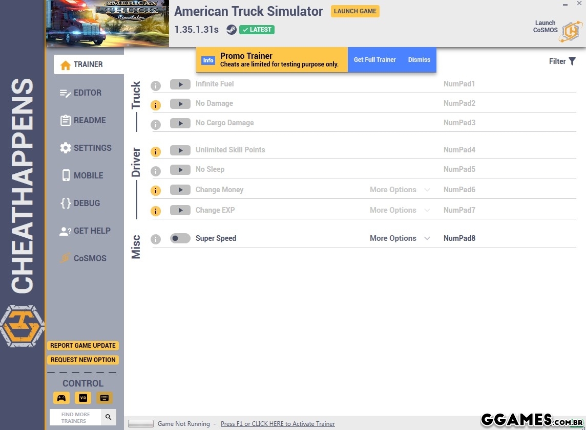 Mais informações sobre "Trainer American Truck Simulator {CheatHappens.com}"