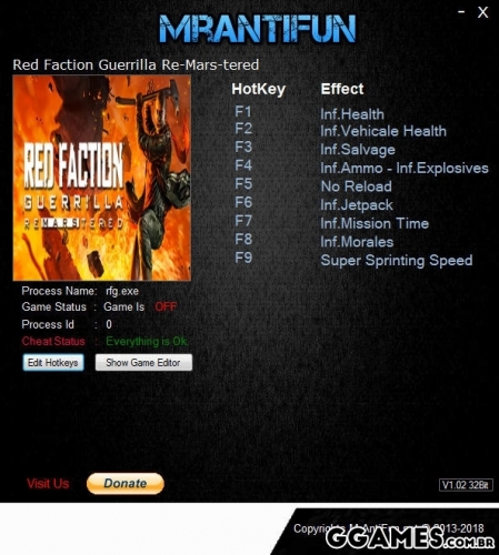 Mais informações sobre "Trainer Red Faction : Guerrilla Re-Mars-tered +10 {MrAntiFun}"