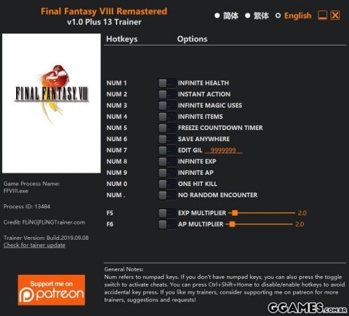 More information about "Trainer Final Fantasy VIII Remastered {FLiNG}"