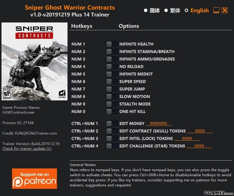 Mais informações sobre "Trainer Sniper Ghost Warrior Contracts {FLiNG}"