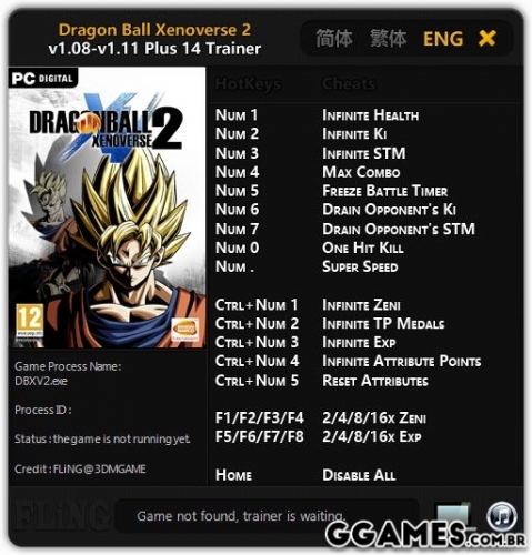 More information about "Trainer Dragon Ball Xenoverse 2 {FLiNG} +14"