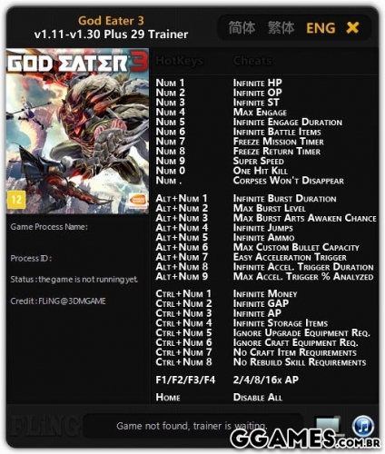More information about "Trainer God Eater 3 {FLiNG}"