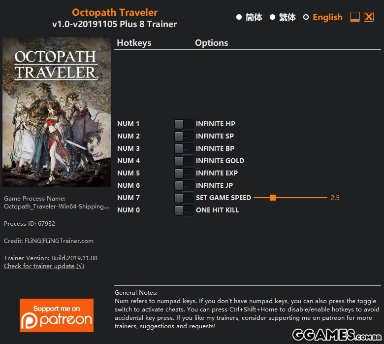 Trainer Octopath Traveler {FLiNG} - Trainers & Hacks Offline - GGames