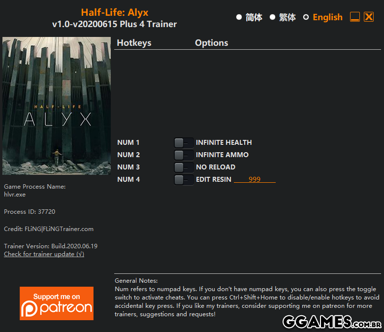 Mais informações sobre "Trainer Half-Life: Alyx {FLiNG}"