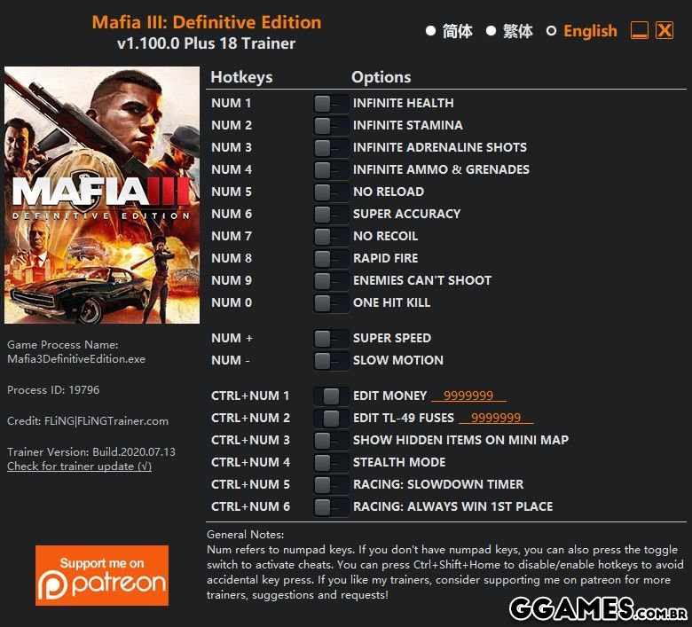 Mais informações sobre "Trainer Mafia 3: Definitive Edition  {FLING}"