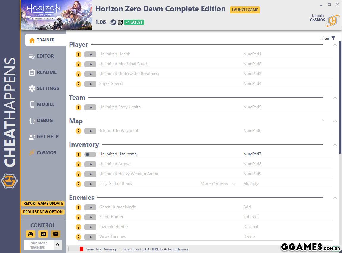 Trainer Horizon Zero Dawn: Complete Edition (STEAM/EPIC) {CHEATHAPPENS}