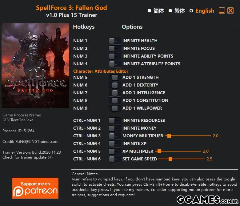 Trainer SpellForce 3: Fallen God {FLiNG}