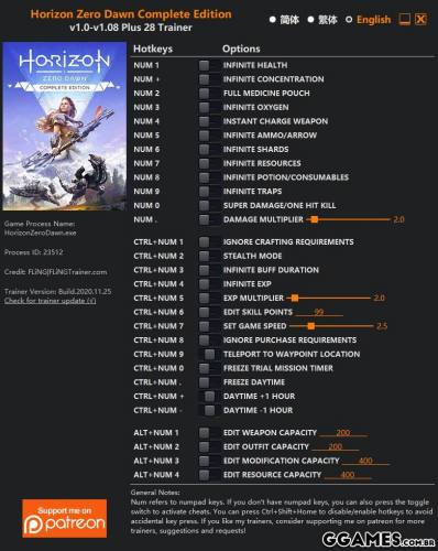 Mais informações sobre "Trainer Horizon Zero Dawn: Complete Edition {FLiNG}"