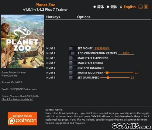 Mais informações sobre "Trainer Planet Zoo {FLiNG}"