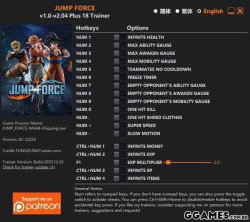 Mais informações sobre "Trainer Jump Force {FLiNG}"