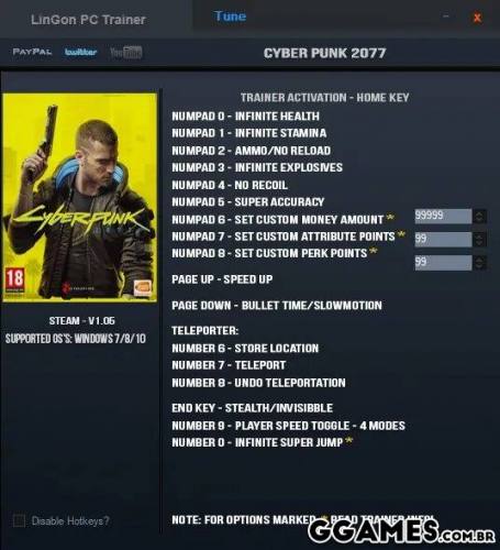 Mais informações sobre "Trainer Cyberpunk 2077 {LINGON}"