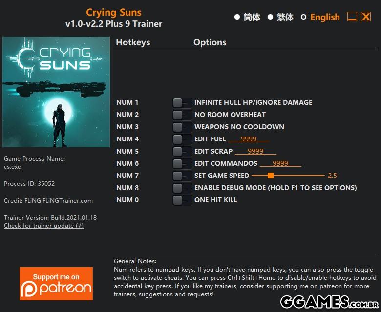 Trainer Crying Suns {FLING}