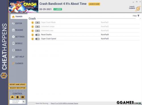Mais informações sobre "Trainer Crash Bandicoot 4: It's About Time {CHEATHAPPENS}"