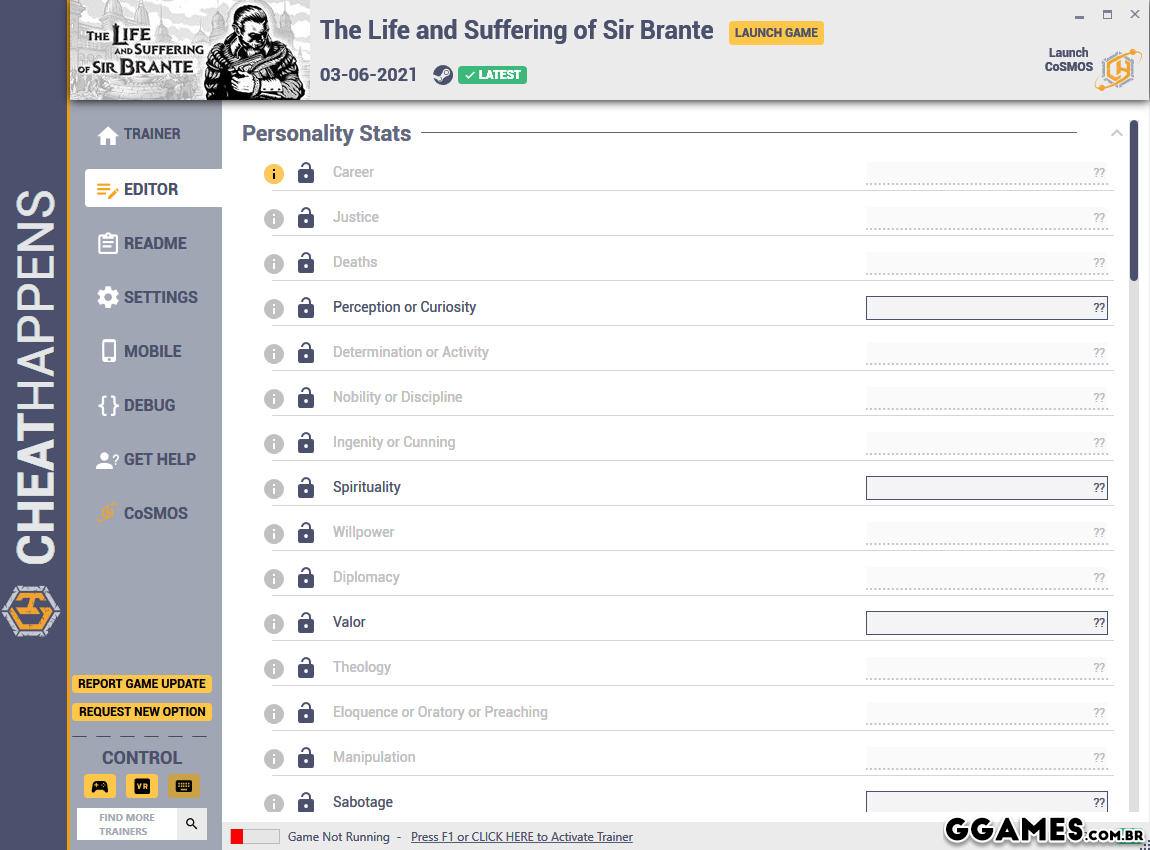 Mais informações sobre "Trainer The Life and Suffering of Sir Brante {CHEATHAPPENS}"