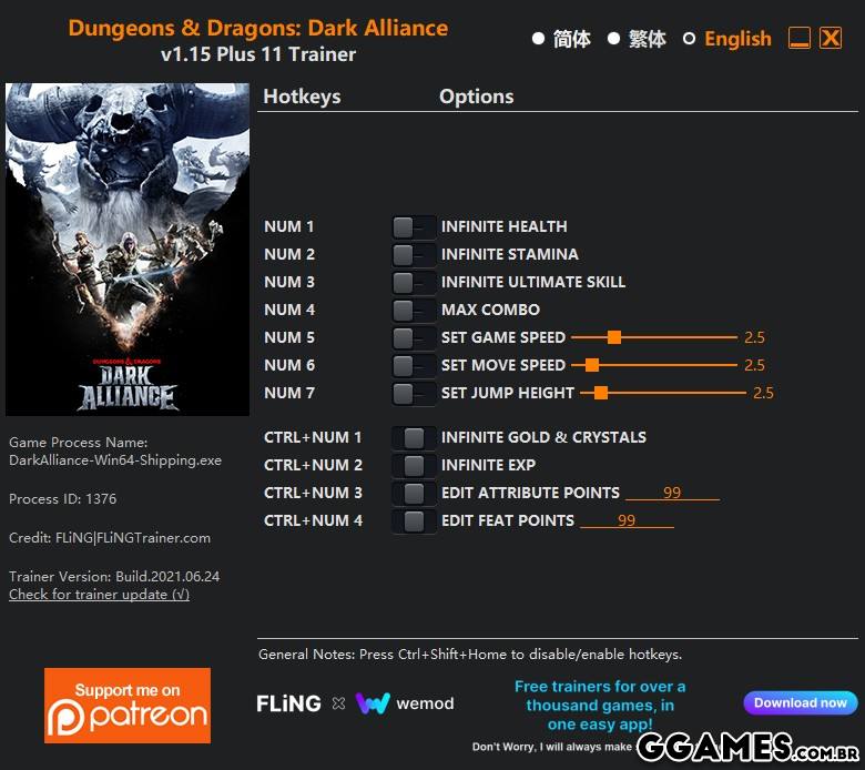 Trainer Dungeons and Dragons: Dark Alliance {FLING}