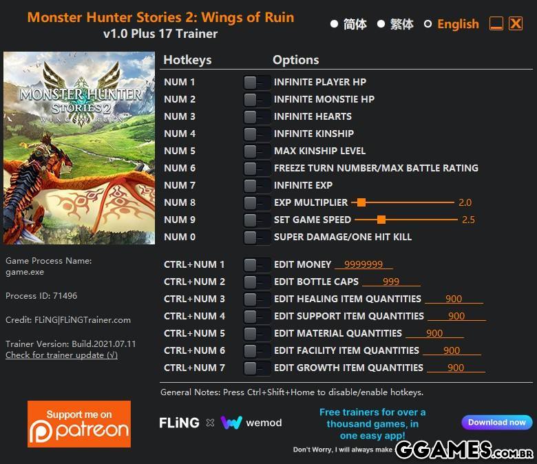 Trainer Monster Hunter Stories 2: Wings of Ruin {FLING}