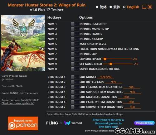 More information about "Trainer Monster Hunter Stories 2: Wings of Ruin {FLING}"