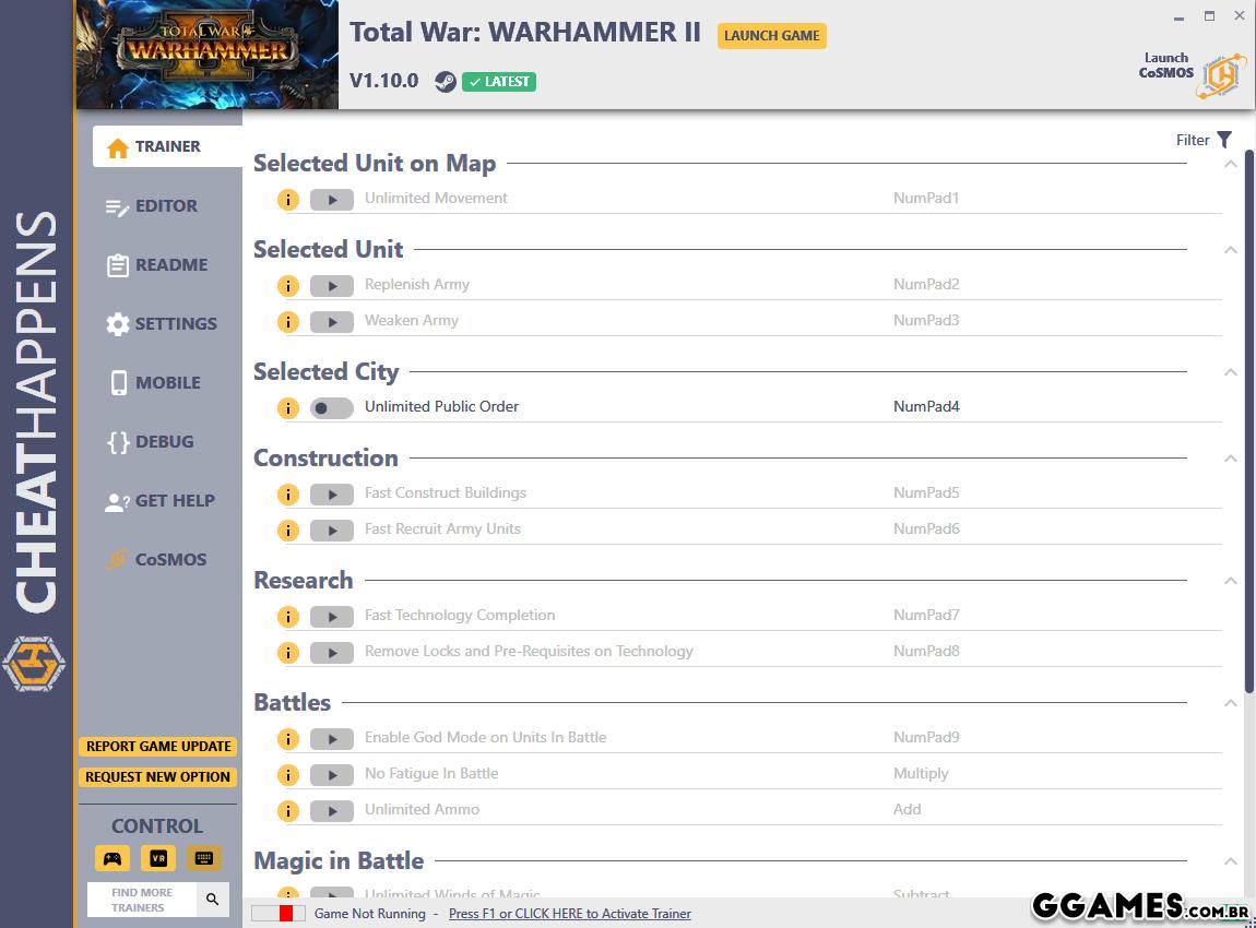 Trainer Total War: Warhammer 2 {CHEATHAPPENS}