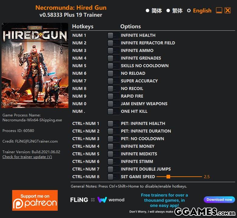 Trainer Necromunda: Hired Gun {FLING}