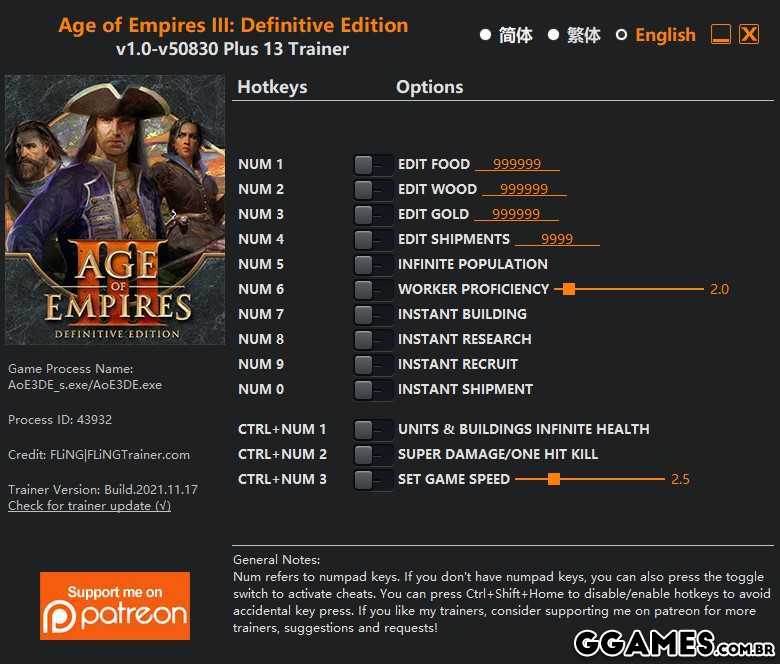 Trainer Age of Empires 3: Definitive Edition {FLING}