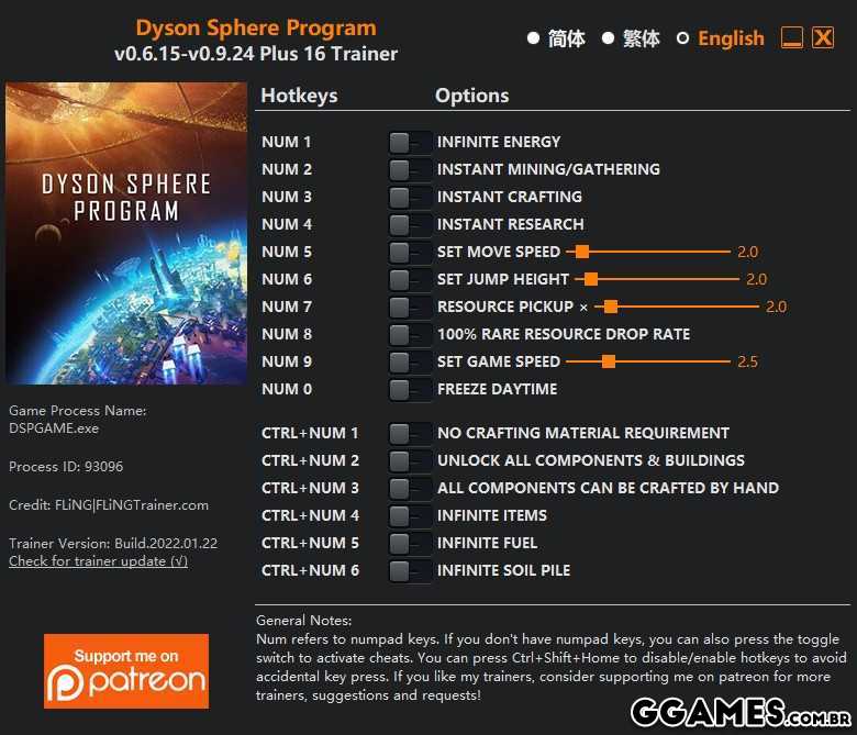 Trainer Dyson Sphere Program