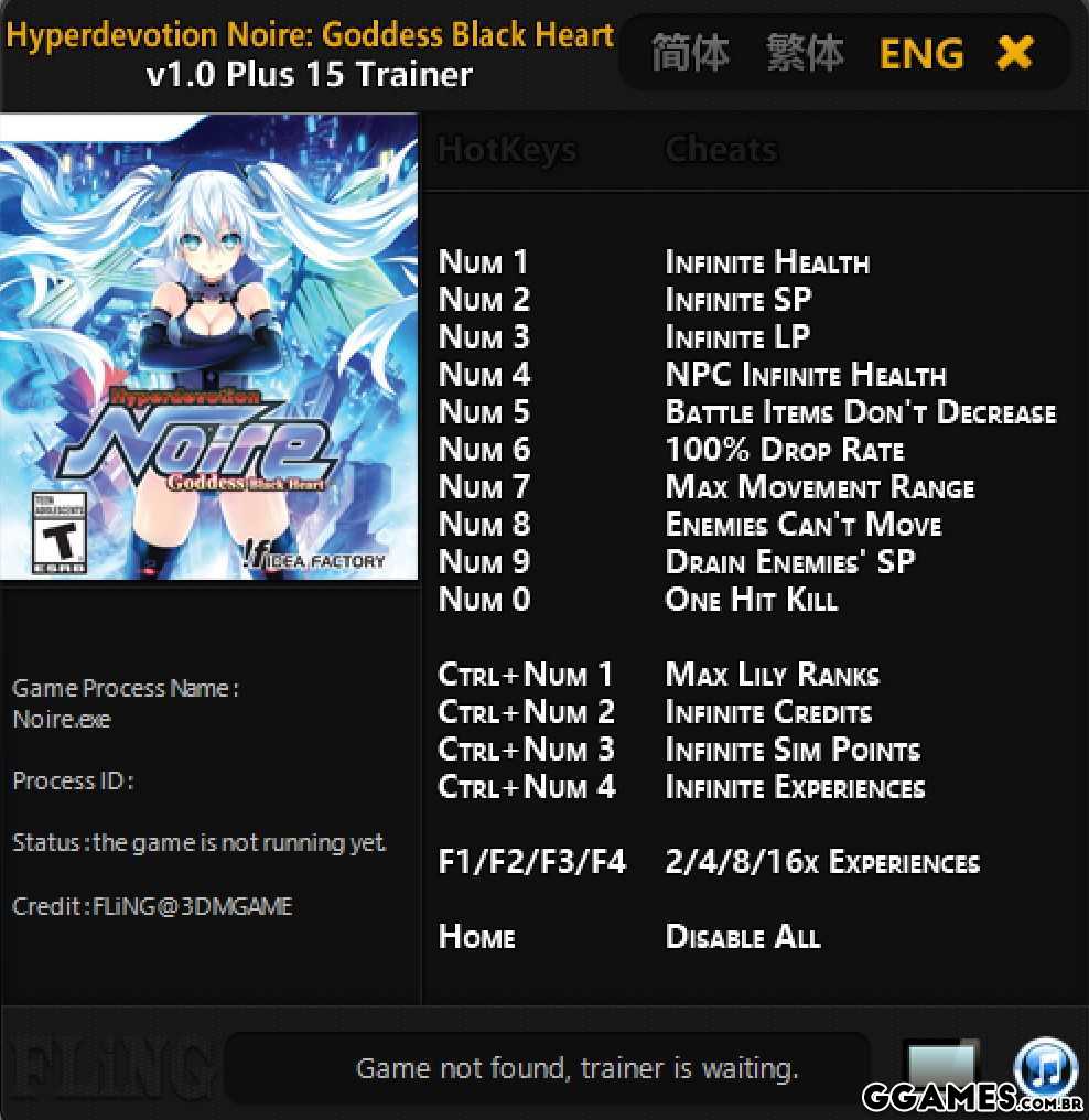 Trainer Hyperdevotion Noire: Goddess Black Heart