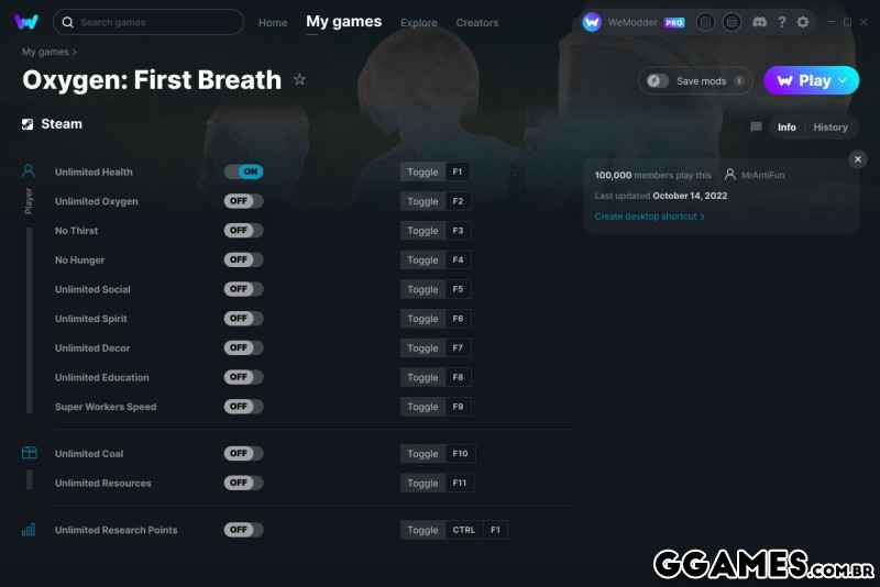 Oxygen: First Breath +12 V14.10.2022 {Mrantifun / WeMod}