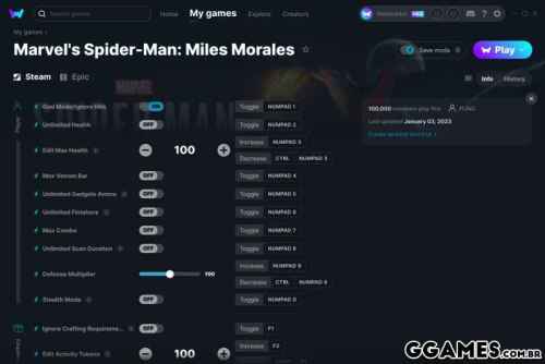 Mais informações sobre "Trainer Marvel's Spider-Man: Miles Morales {FLiNG}"