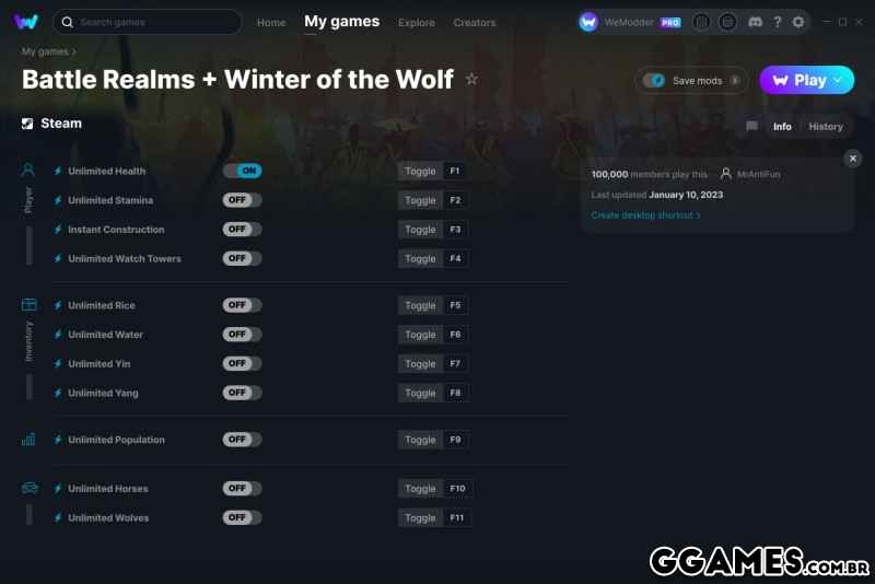 Trainer Battle Realms + Winter of the Wolf
