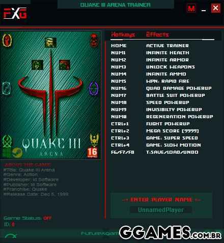 Mais informações sobre "Trainer Quake 3 Arena {FUTUREX}"