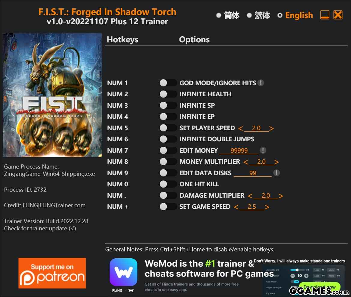 Trainer F.I.S.T Forged In Shadow Torch {FLING}