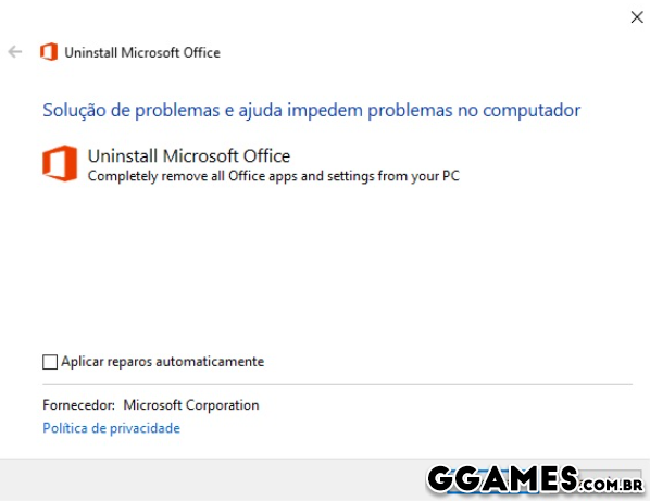 Ferramenta de Remoção do Microsoft Office