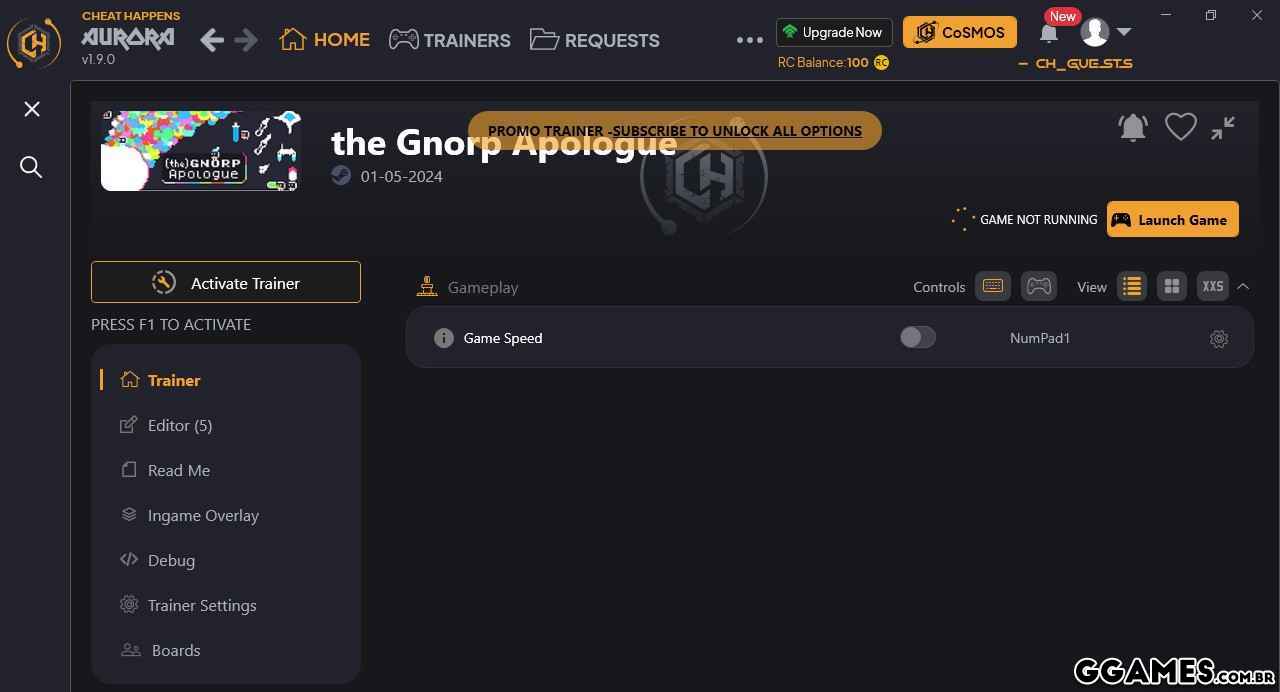 (the) Gnorp Apologue Trainer (CHEATHAPPENS.COM)