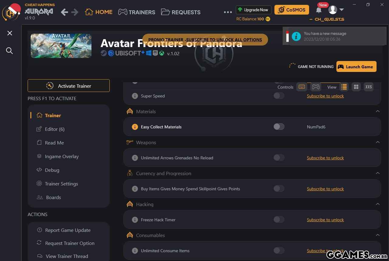 Avatar Frontiers of Pandora Trainer (CHEATHAPPENS.COM)