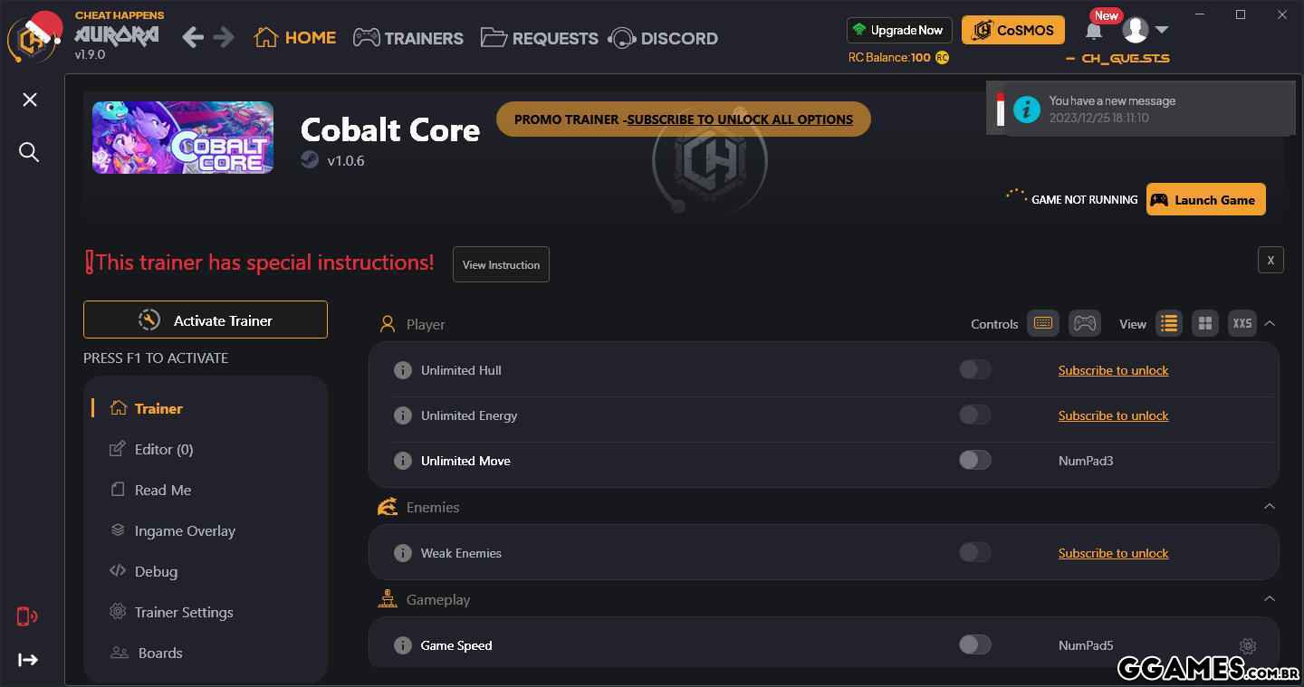 Cobalt Core Trainer (CHEATHAPPENS.COM)