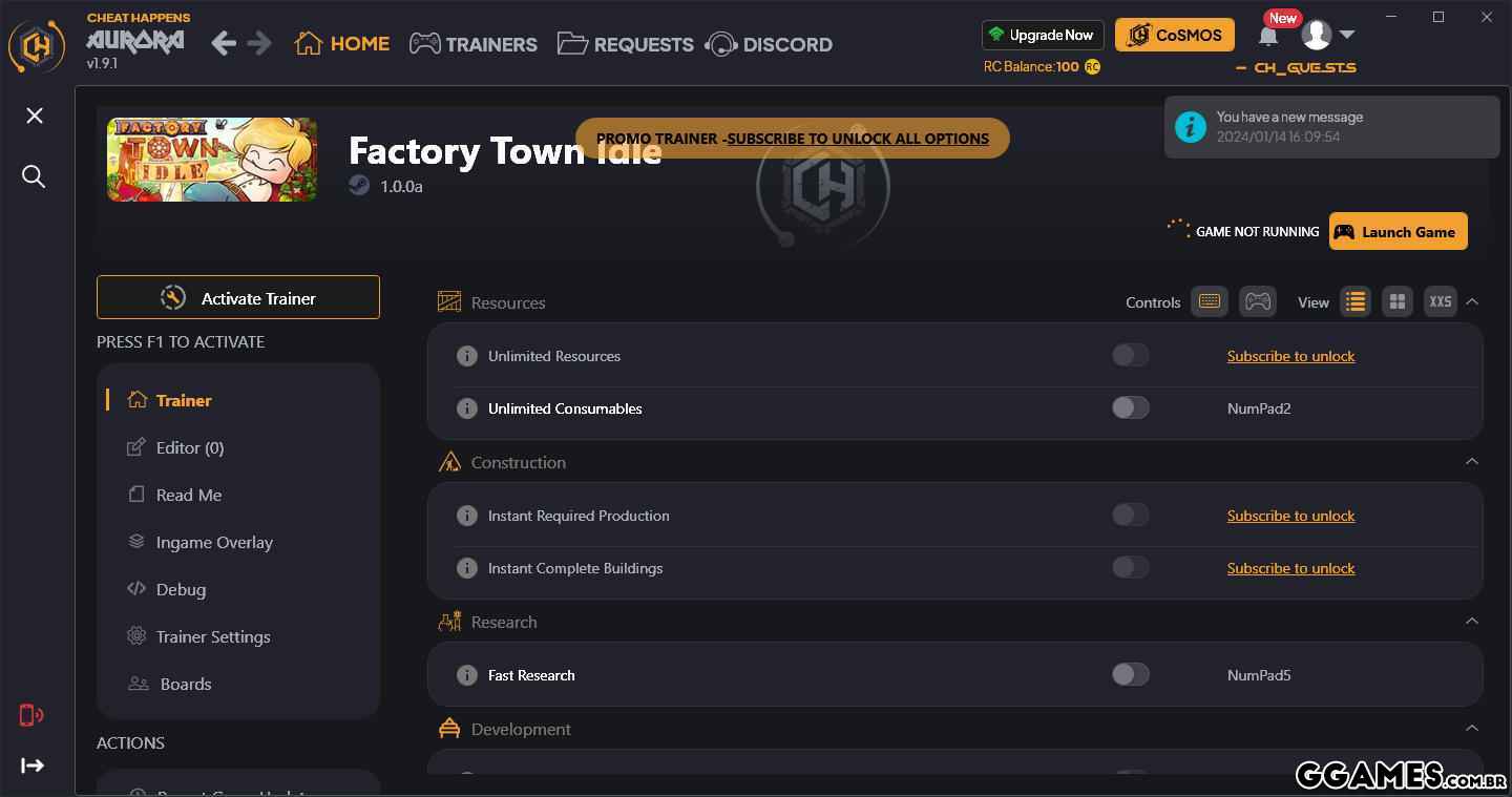 Factory Town Idle Trainer (CHEATHAPPENS.COM)