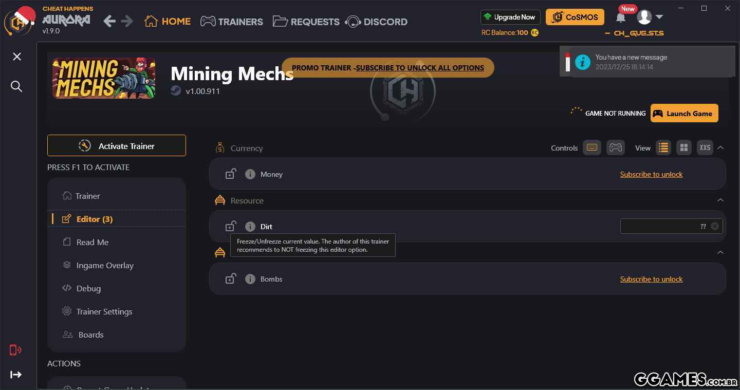 Mining Mechs Trainer (CHEATHAPPENS.COM)