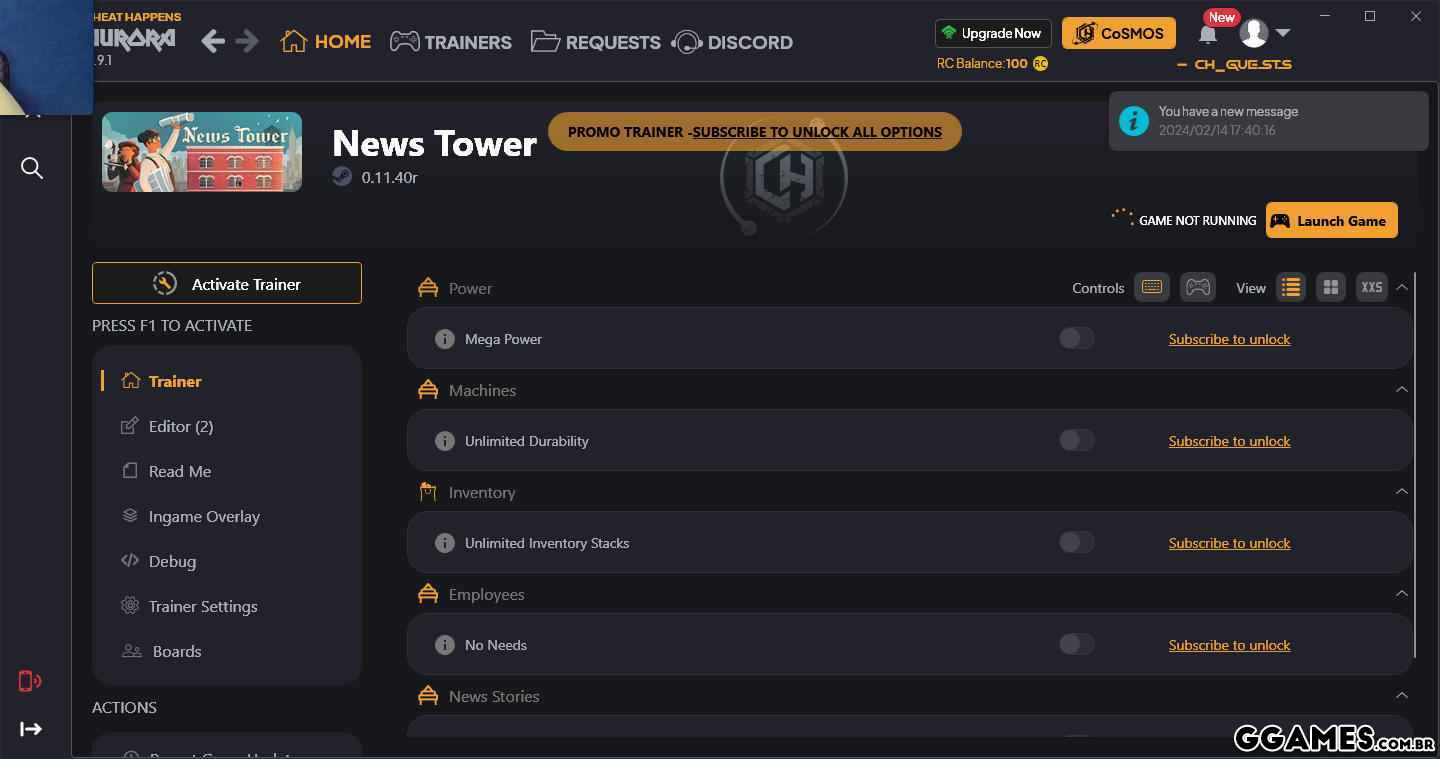 News Tower Trainer (CHEATHAPPENS.COM)