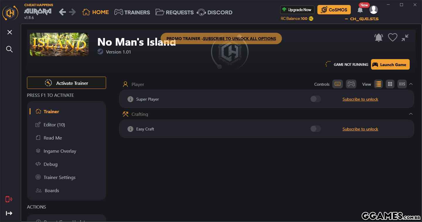 No Man's Island Trainer (CHEATHAPPENS.COM)
