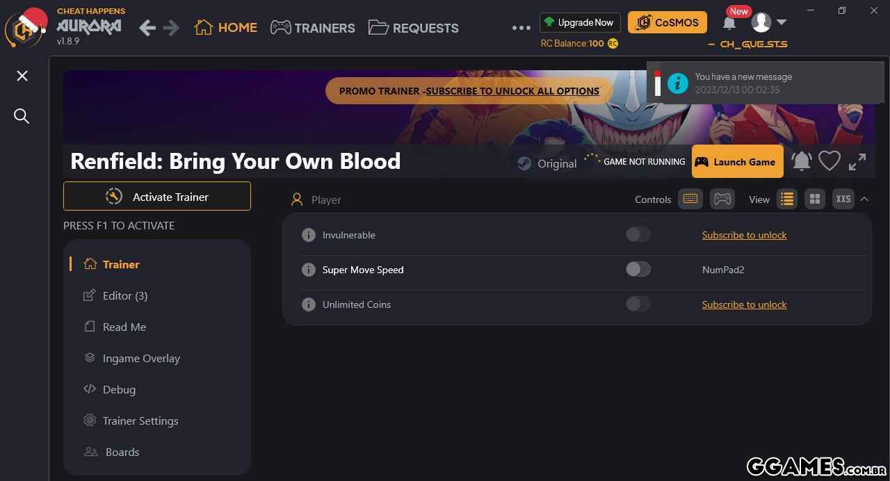 Renfield: Bring Your Own Blood Trainer (CHEATHAPPENS.COM)