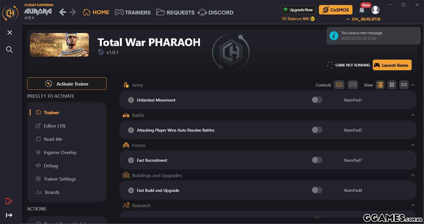 Total War: PHARAOH Trainer (CHEATHAPPENS.COM)