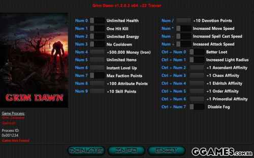 Mais informações sobre "Grim Dawn Trainer STEAM & GOG {INVICTUS ORCUS / HOG}"
