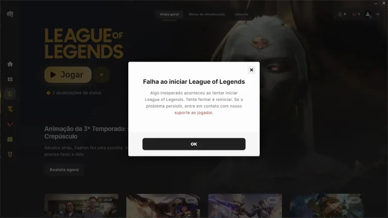 Erro Falha ao Iniciar LoL