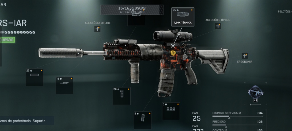 Arma Battlefield 6 usando mira termica e silenciador