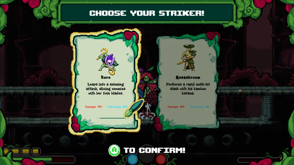 Escolha de cartas em Garden Souls para uso do Striker.