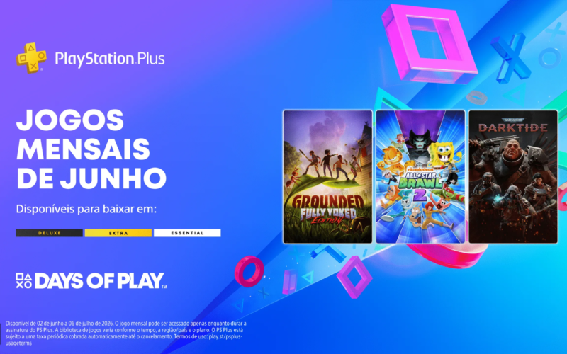 Jogos de junho no PlayStation Plus: Grounded, Nickelodeon All-Star Brawl 2 e Warhammer 40,000: Darktide