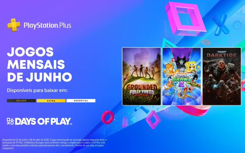 Jogos de junho no PlayStation Plus: Grounded, Nickelodeon All-Star Brawl 2 e Warhammer 40,000: Darktide