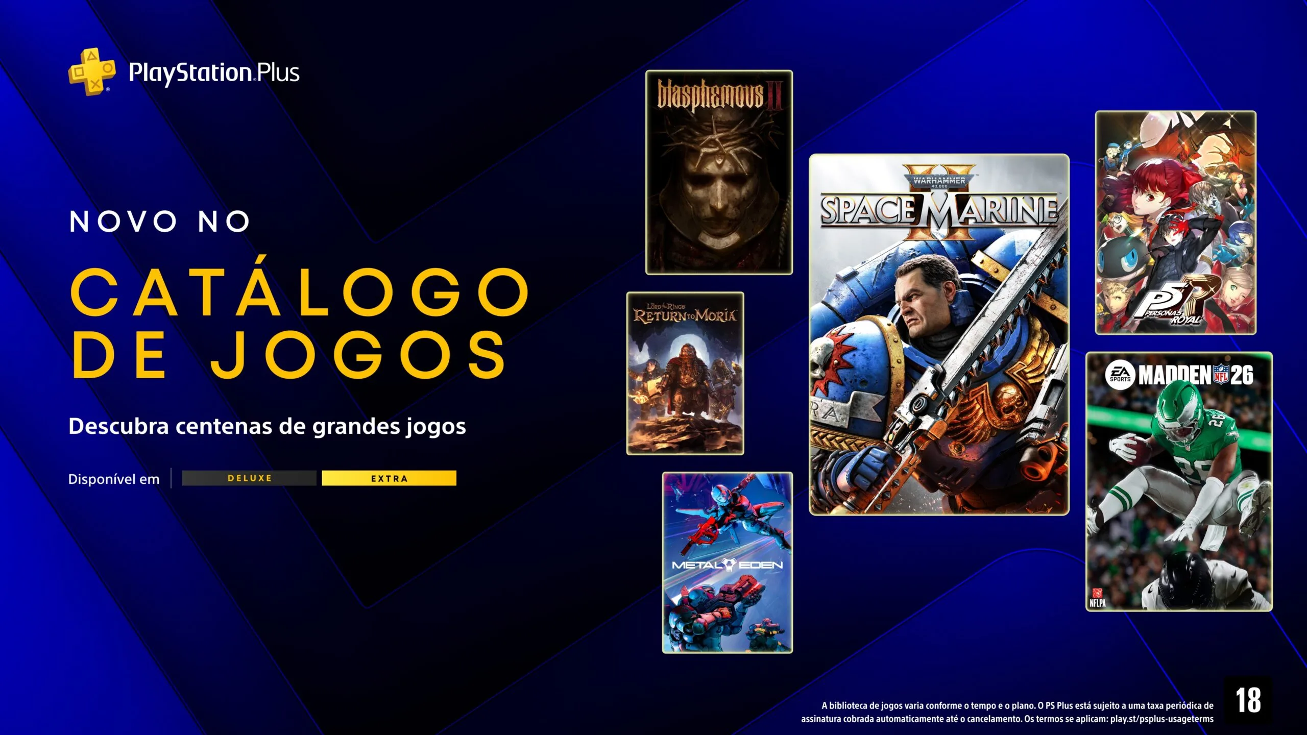 Jogos do PlayStation Plus em março incluem Warhammer 40,000 e Persona 5 Royal