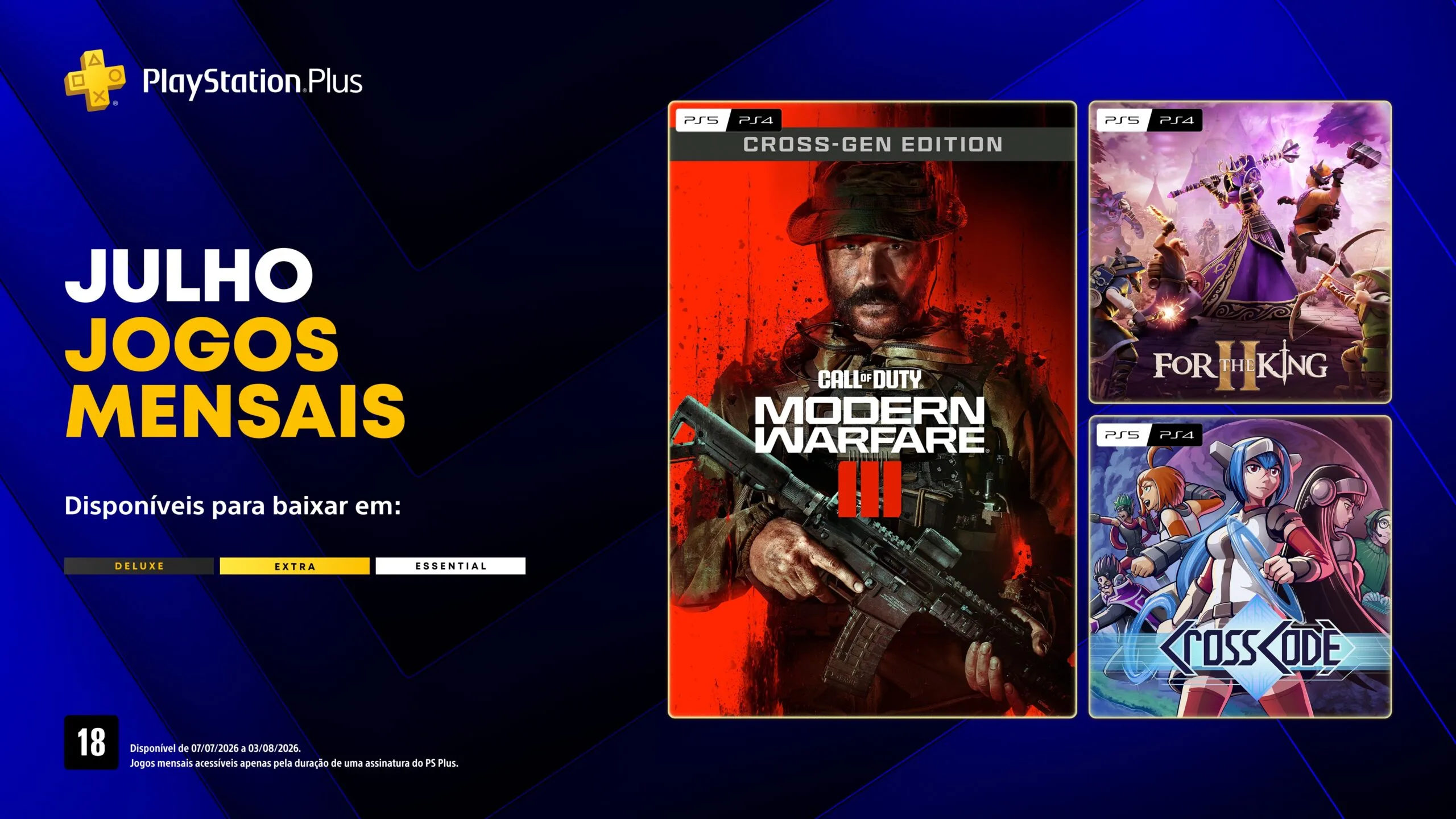 Jogos de julho na PS Plus: Call of Duty: Modern Warfare III e mais 1 Jogos de julho na PS Plus: Call of Duty: Modern Warfare III e mais